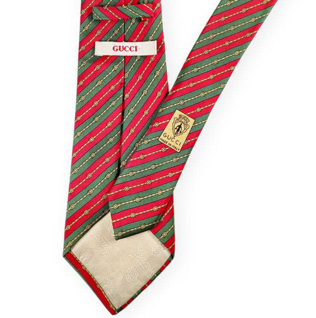 Gucci Vintage Red / Green Belt Silk Necktie - Opportunity Shop DC