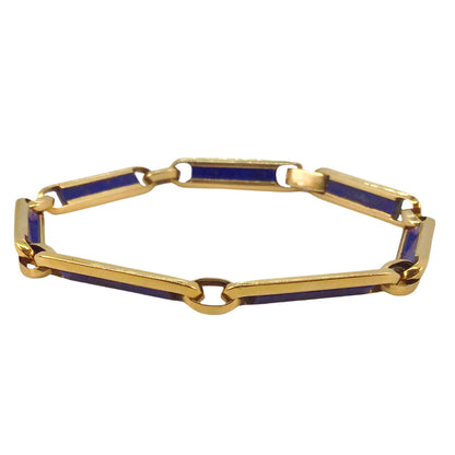 Vintage Lapis Plaque Bracelet in 18Kt (Tested) Gold