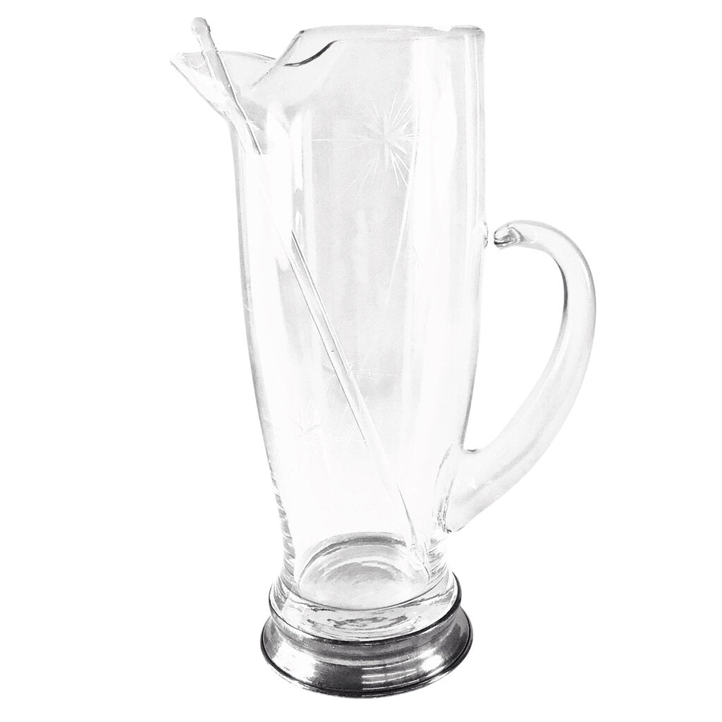 Wallace Sterling-Mounted Starburst Glass Bar Pitcher