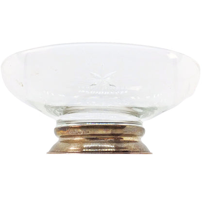 Wallace Sterling-Mounted Starburst Glass Condiment Bowl