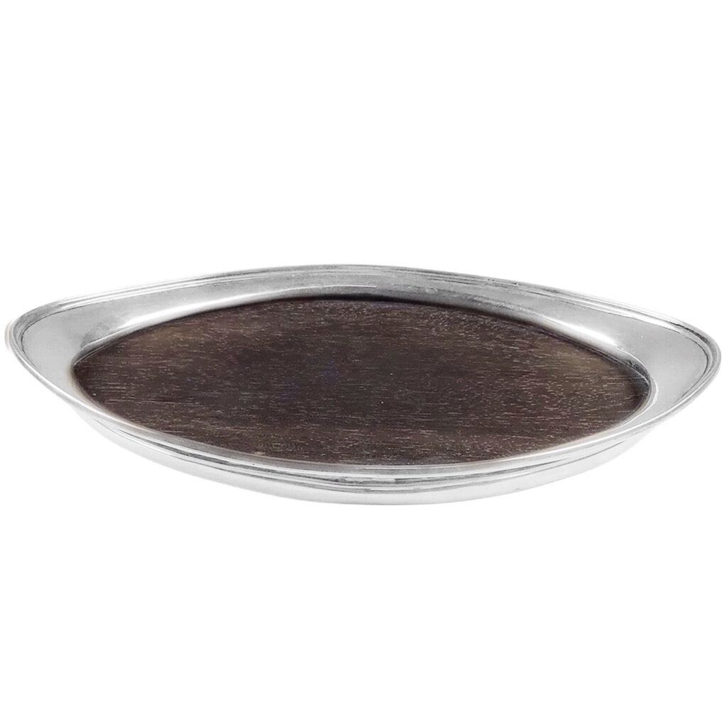 English Edwardian Sterling-Mounted Ebony Trinket Tray, 1905