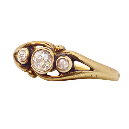 Antique Old Cut Diamond Ring in 14Kt Gold