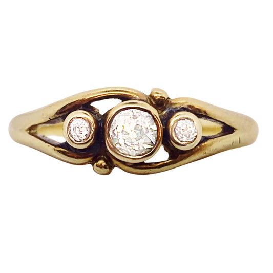 Antique Old Cut Diamond Ring in 14Kt Gold