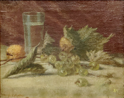 George Hopkins. Still Life w/Grapes and Glass. Oil on Canvas