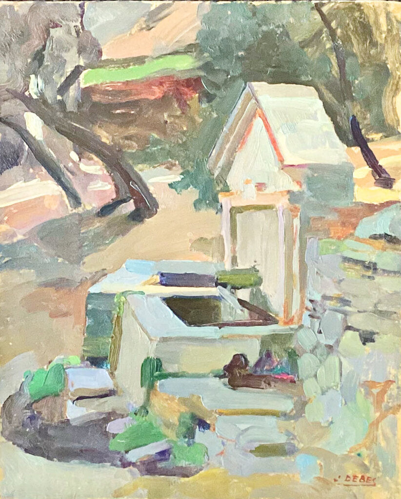 Debes. Corsican Fountain. Mid 20th c. Oil on Board