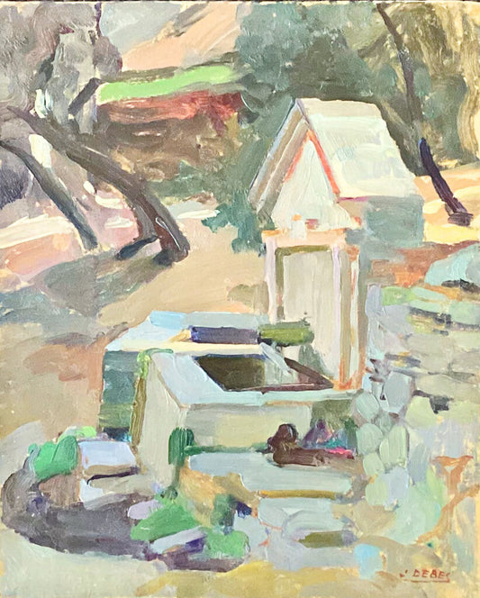 Debes. Corsican Fountain. Mid 20th c. Oil on Board