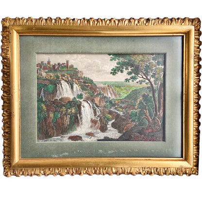 Tivoli Waterfalls. Two Handcolored Prints.