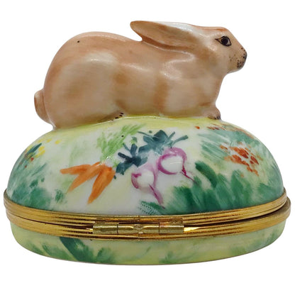 Piotet Limoges Handpainted Porcelain Rabbit Trinket Box