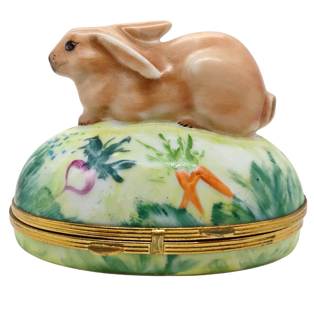 Piotet Limoges Handpainted Porcelain Rabbit Trinket Box