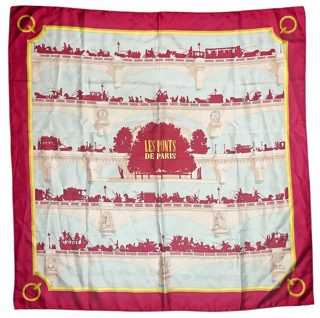 Hermes Silk Carre "Les Ponts De Paris" by Hugo Grygkar