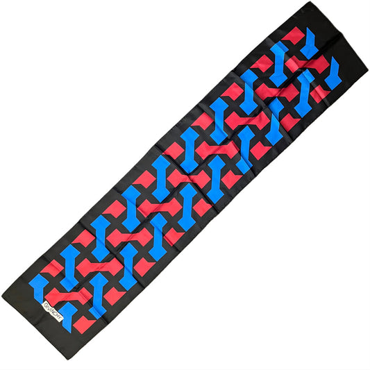 Givenchy Black Blue & Red Geometric Silk Scarf