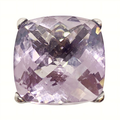 Barrera Sterling & 18Kt Gold Ring Set w. Checkerboard Cut Pale Amethyst