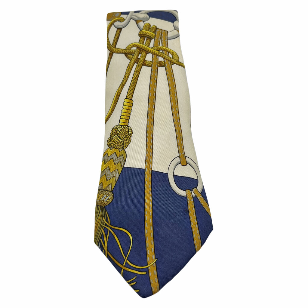 Hermes Nautical Rope & Anchor Silk Necktie