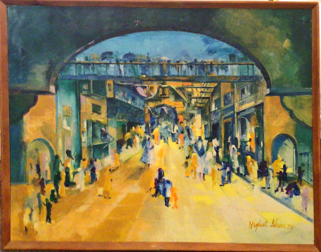 Nighal Idrees. Street Scene. 1972. Oil on Canvas