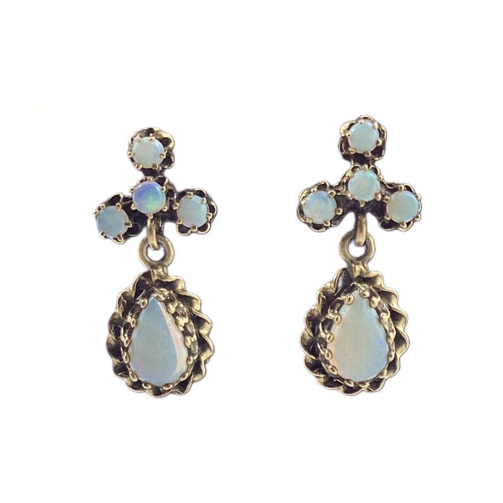 Vintage Opal Dangle Earrings in 14Kt Gold