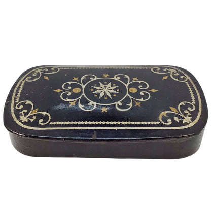19th c. Painted & Lacquered Papier-Mache Snuff Box