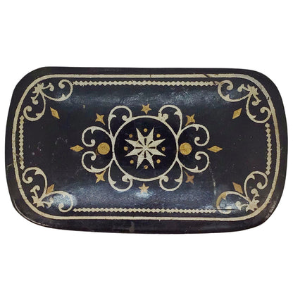 19th c. Painted & Lacquered Papier-Mache Snuff Box