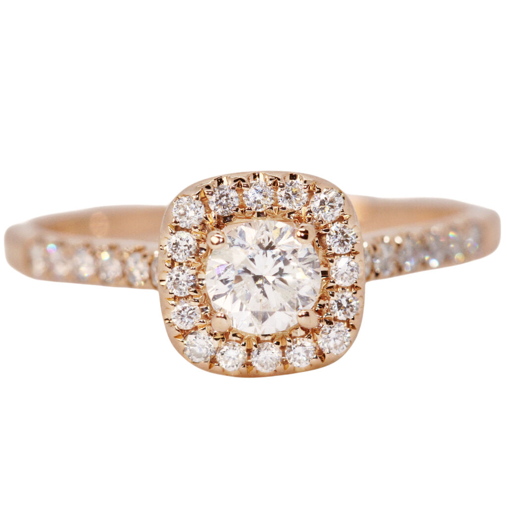 Diamond Halo Ring in 14Kt Rose Gold