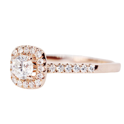 Diamond Halo Ring in 14Kt Rose Gold