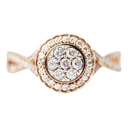 Diamond Halo Ring in 10Kt Rose Gold