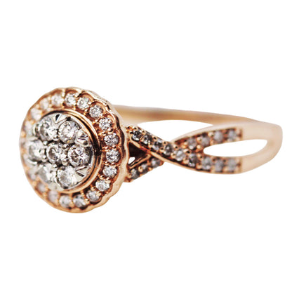 Diamond Halo Ring in 10Kt Rose Gold