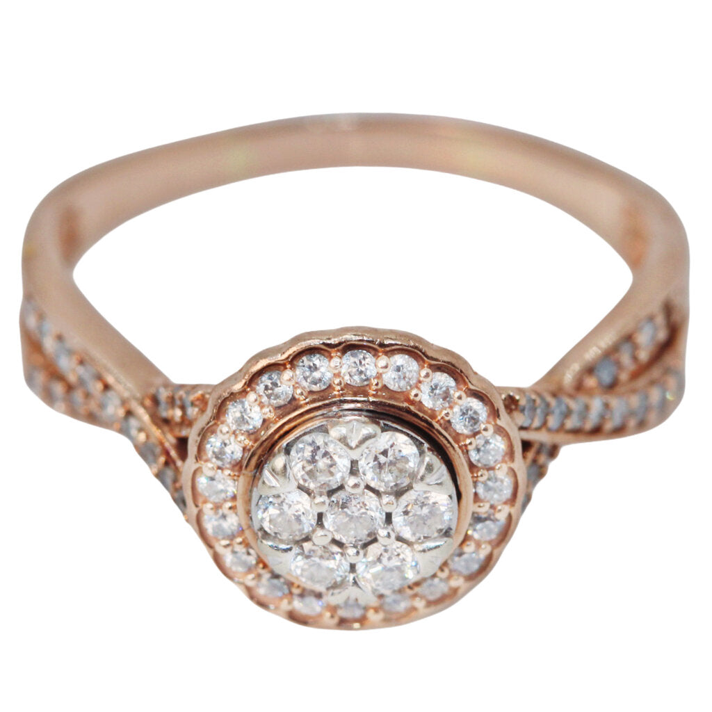 Diamond Halo Ring in 10Kt Rose Gold