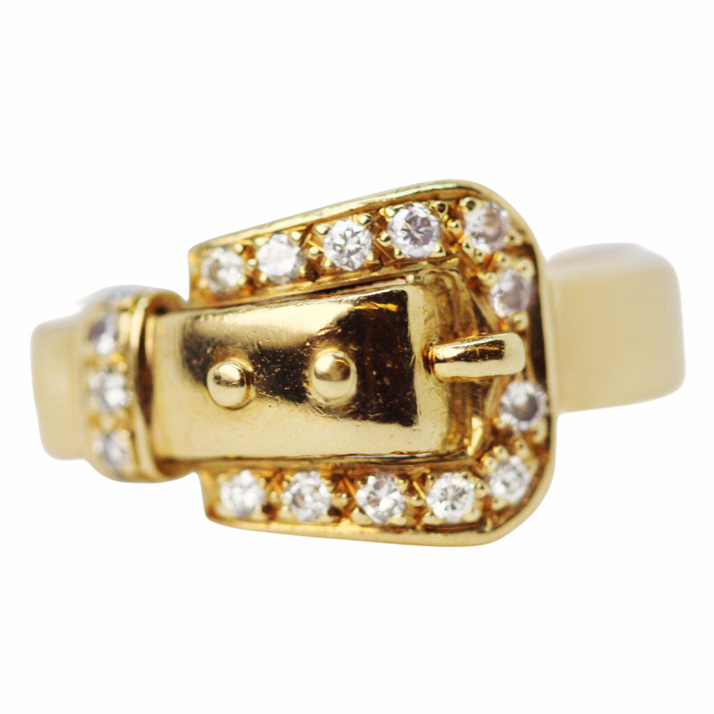 Diamond Buckle Ring in 18Kt Gold