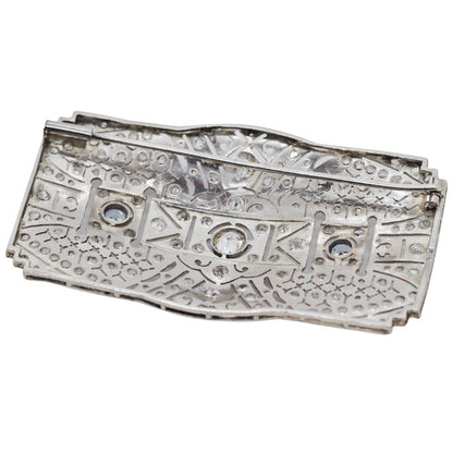 Art Deco Platinum Diamond & Aquamarine Brooch