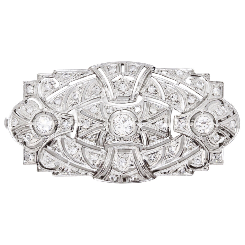 Art Deco Platinum Diamond Brooch