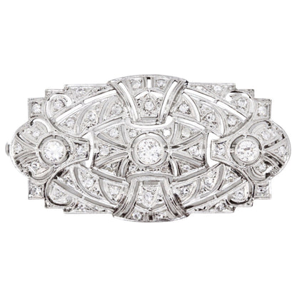 Art Deco Platinum Diamond Brooch