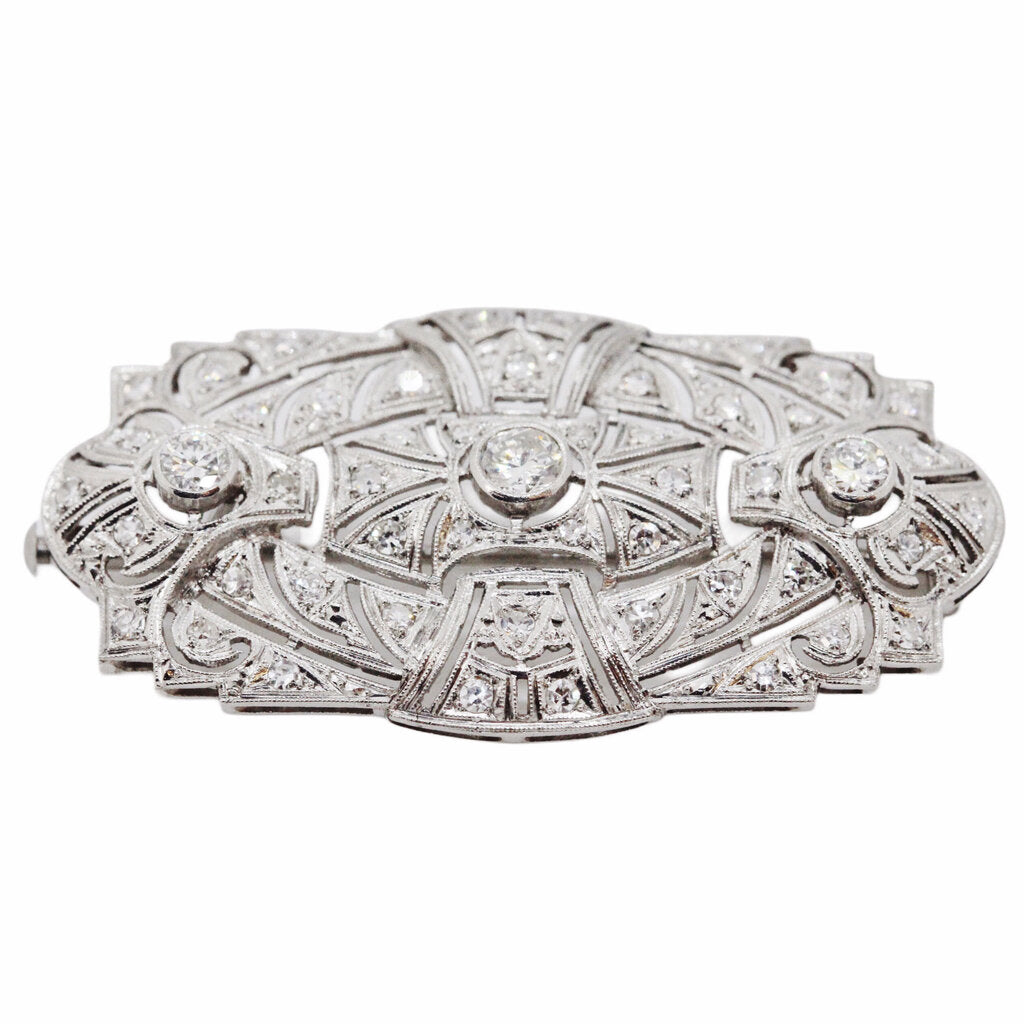 Art Deco Platinum Diamond Brooch