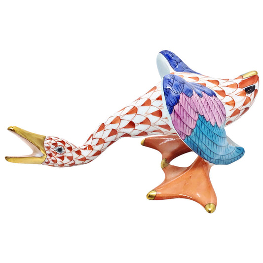 Herend Sitting Duck Orange & Blue