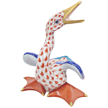 Herend Duck Outstretched Neck Orange & Blue