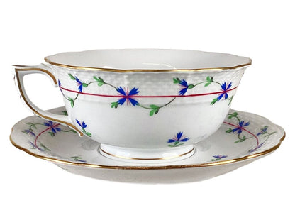 S/13 Herend Blue Garland Tea Cups & Saucers