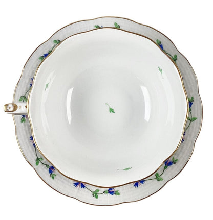 S/13 Herend Blue Garland Tea Cups & Saucers