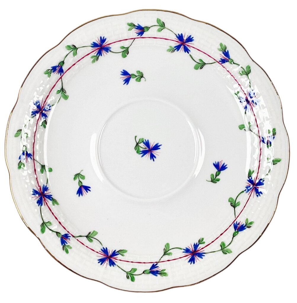 S/13 Herend Blue Garland Tea Cups & Saucers