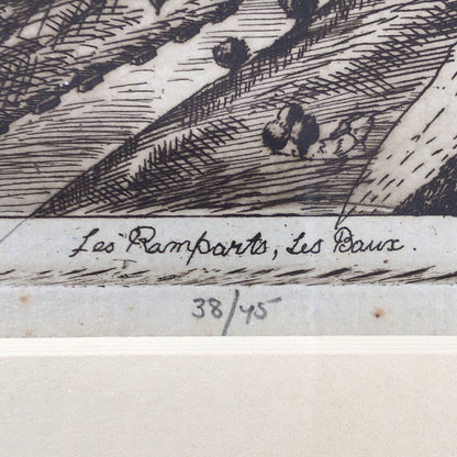 James McIntosh Patrick. "Les Ramparts, Les Baux". Hand Signed & Numbereed 38/45. Etching. 1927