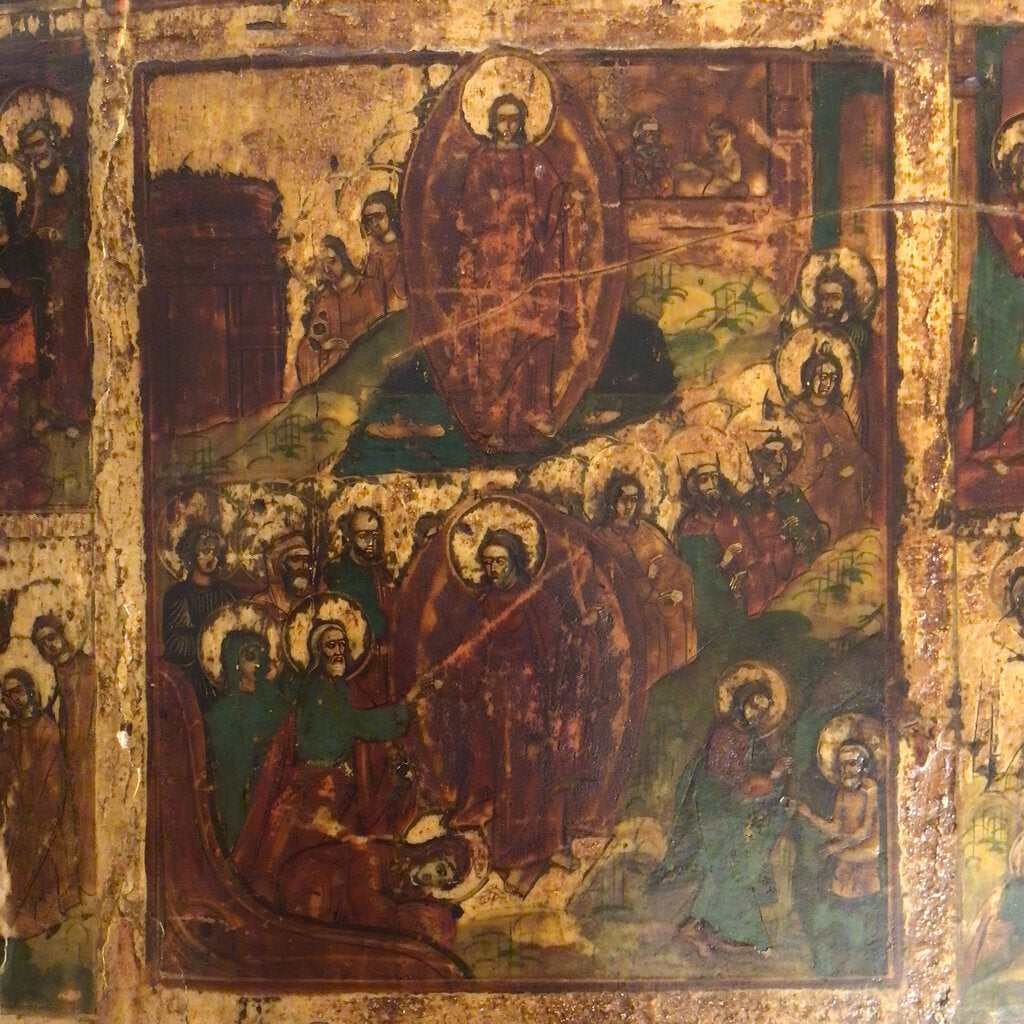 Multi Image Russian Icon, Painting on Wood.