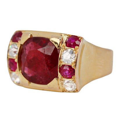 Rubellite Tourmaline & Diamond Ring in 14Kt Gold (Tested)
