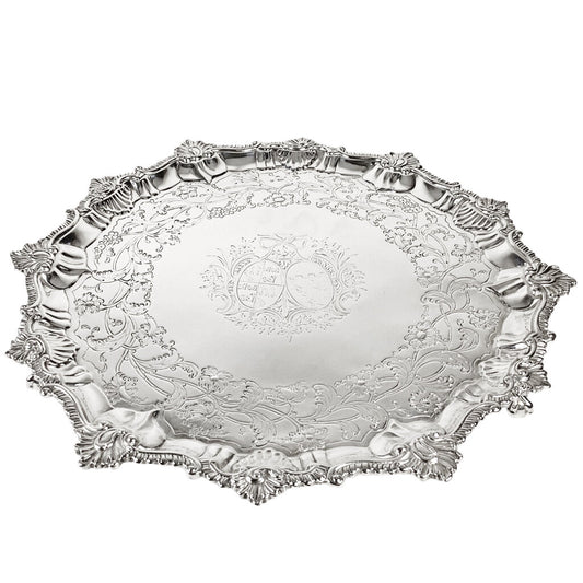 Antique Sterling Silver Salver by Robert Rew, London 1765-66