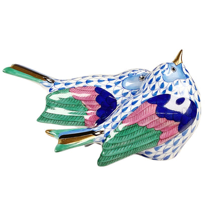 Herend Pair of Loving Birds Blue & Gold