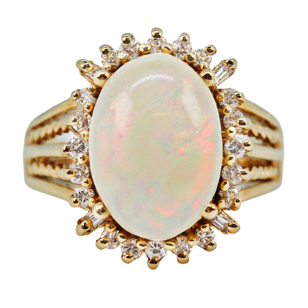 Opal & Diamond Ring in 14Kt Gold