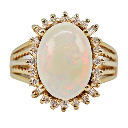 Opal & Diamond Ring in 14Kt Gold