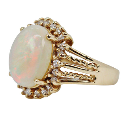 Opal & Diamond Ring in 14Kt Gold