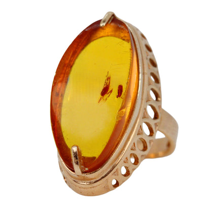 Amber Ring in 14Kt Gold