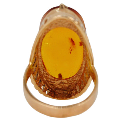 Amber Ring in 14Kt Gold