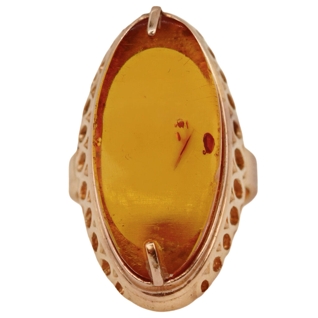 Amber Ring in 14Kt Gold