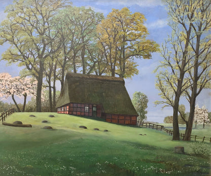 Carl Emil Uphoff. "Fruhling im Moor". Oil on Panel. 20th Century