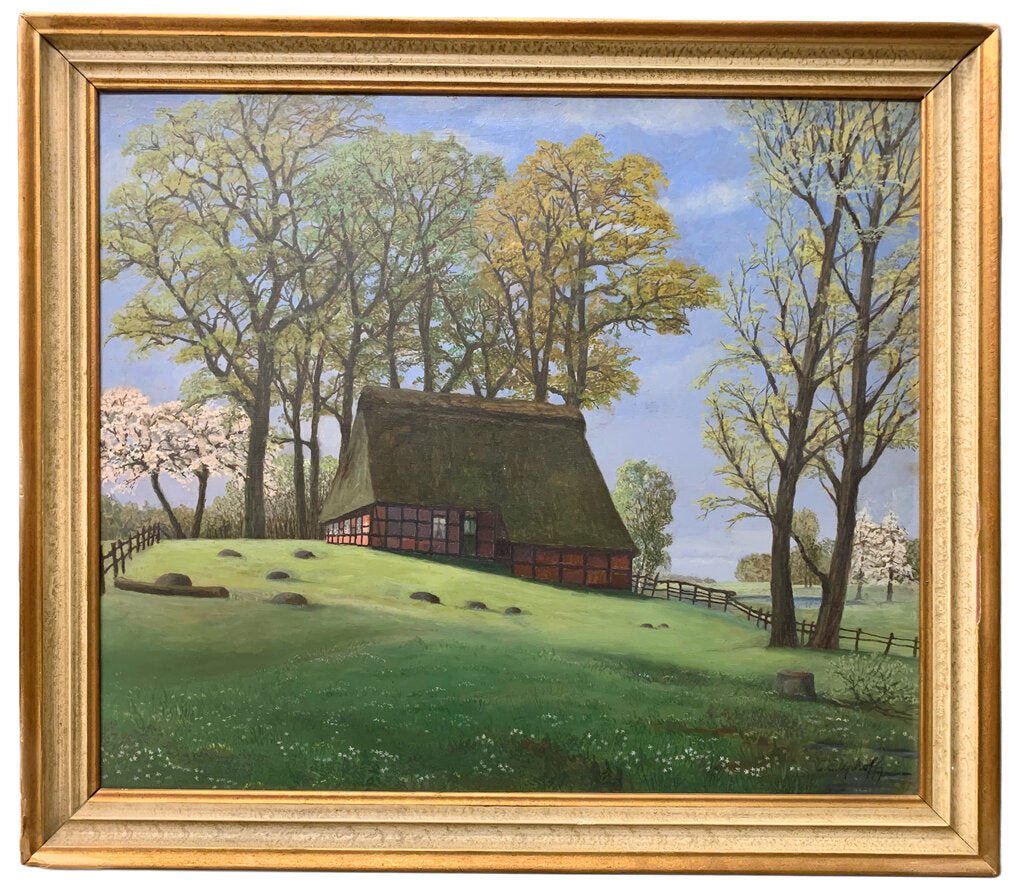 Carl Emil Uphoff. "Fruhling im Moor". Oil on Panel. 20th Century