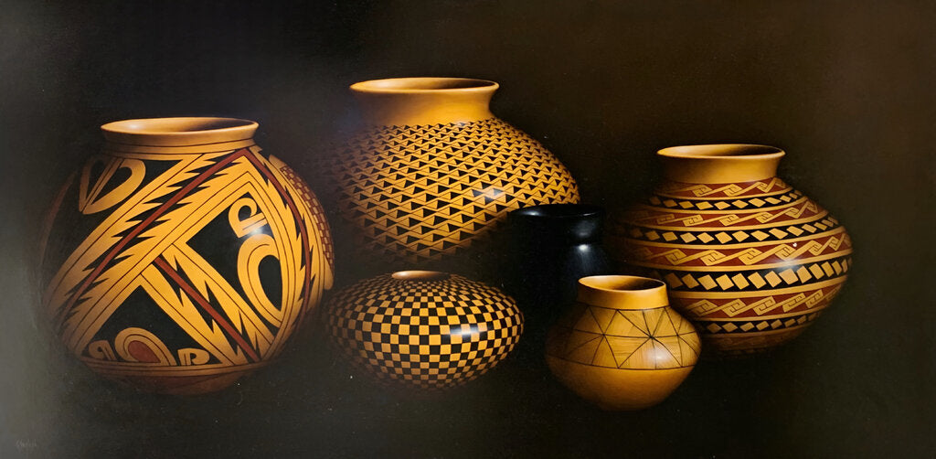 Greg English. Native Pottery. Oil on Board